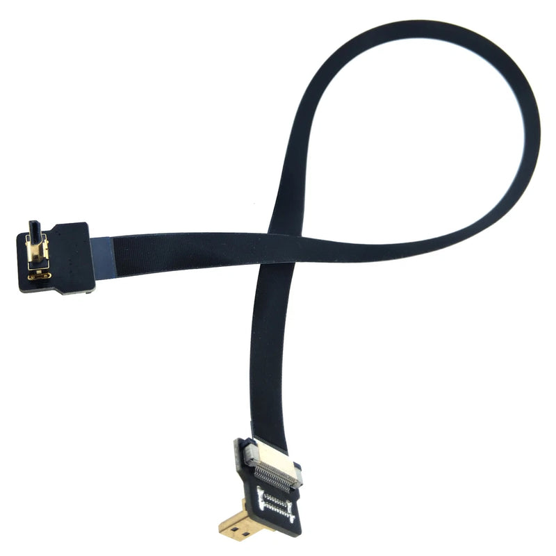 4K Micro HDMI Soft Thin Cable 90 Degree FPV Camera Monitor Video Male Plug 1.3ft