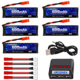 Set of URGENEX 600mAh LiPo RC batteries with JST leads and X5 charger