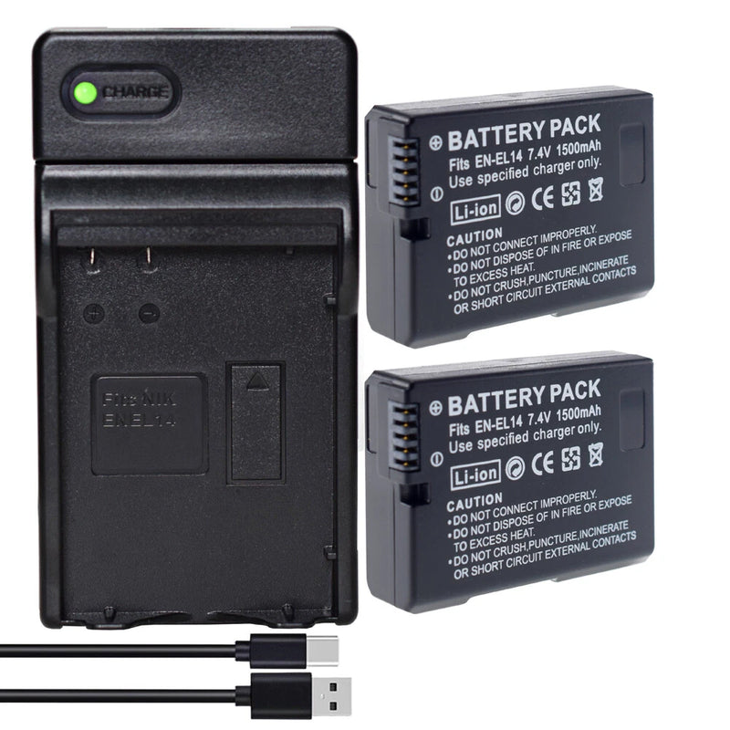 2x Battery +USB Charger For Nikon D3100 D3200 D3300 D3400 D3500 Digital SLR