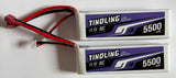 2X Two Tindling 5500mAh 80C LIPO battery 3S1P 11.1V Dean style T connector RC Battery