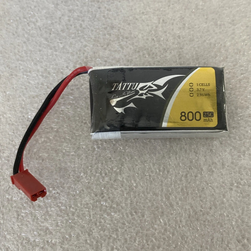 Tattu 800mAh 3.7V 25C 1S1P Lipo Battery Pack w/ JST plug Rage Electra Battery
