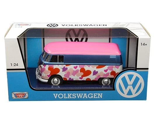 MOTORMAX 1962 VOLKSWAGEN TYPE 2 T1 DELIVERY LOVE VAN 1/24 MODEL CAR PINK 79581