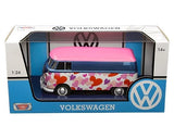MOTORMAX 1962 VOLKSWAGEN TYPE 2 T1 DELIVERY LOVE VAN 1/24 MODEL CAR PINK 79581
