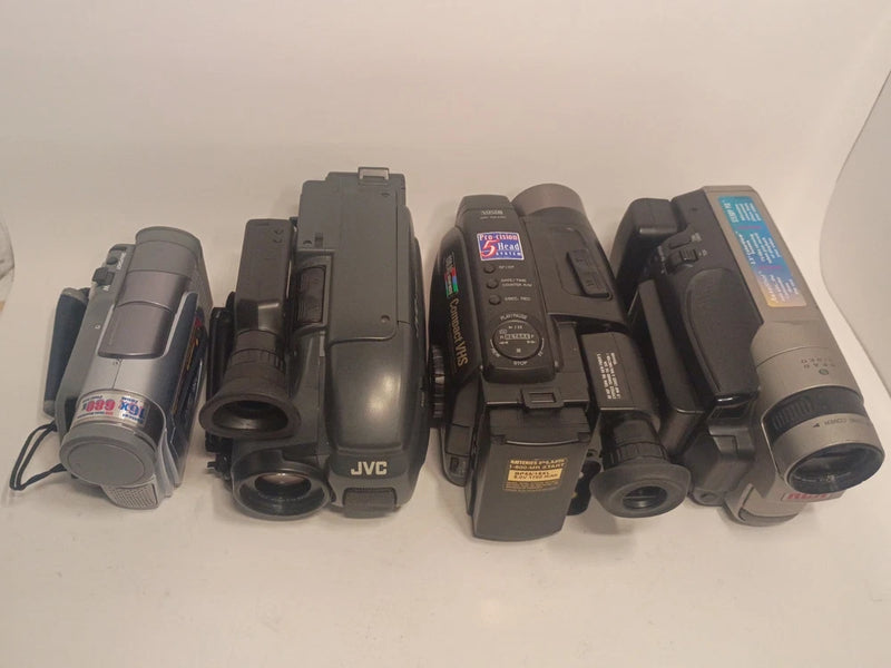 Lot of 8 Old Camcorders:  JVC, RCA, Sharp, Minolta w/Extras L@@K