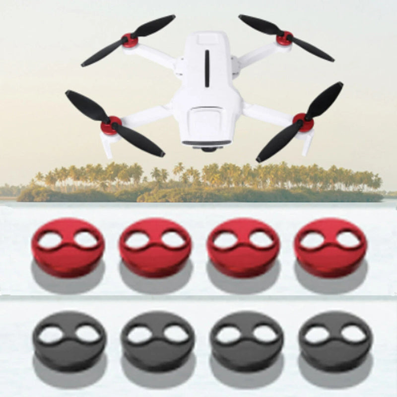Metal drone dust cover case set: red and black circular covers with twin holes