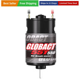 Brushed RC motor with black can and red/white GLOBALCAT 551 550 label