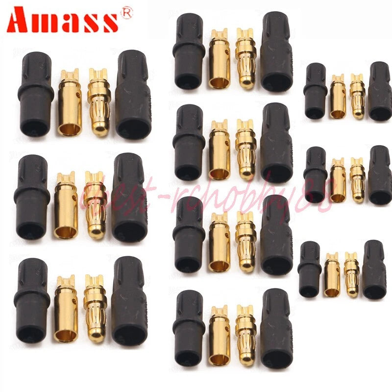 3.5mm gold-plated male and female plug cover connectors, black caps, set of 10 pairs