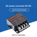 Daygreen metal DC-DC step-down converter module, 24V to 12V 5A, three-wire terminals