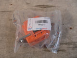Battery cut-off pyro fuse with orange plastic housing and metal terminals, sealed in bag