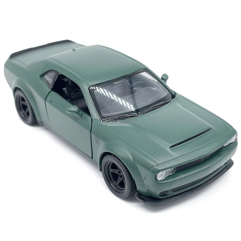 1:42 Challenger SRT Demon Model Car Alloy Diecast Toy Cars Metal Vehicle Green