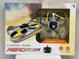 Sharper Image Aeroboost RC racing drone with autopilot, shown with controller on box
