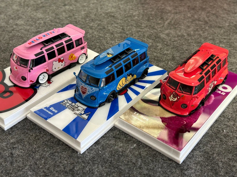 Flame 1/64 VW T1 Type1 Bus RWB & T1 Pickup Truck--Diecast Model Car