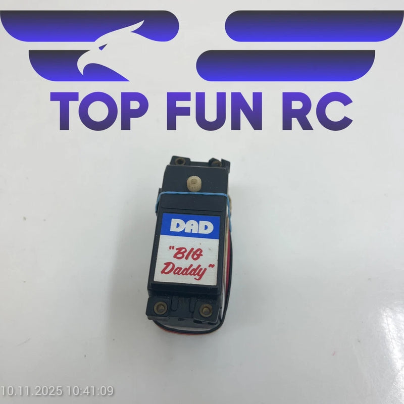 RC high-torque servo with blue DAD "Big Daddy" label, black housing