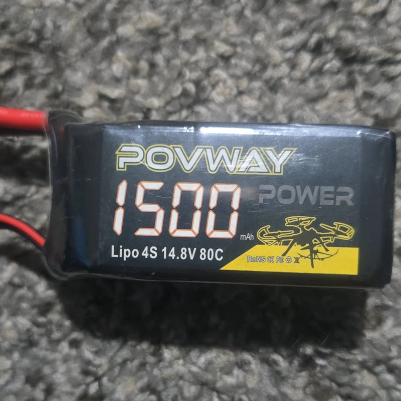 POVWAY POWER LiPo Battery Pack 4S 14.8V 1500mAh 80C HIGH AMP QS8-S PLUG Battery