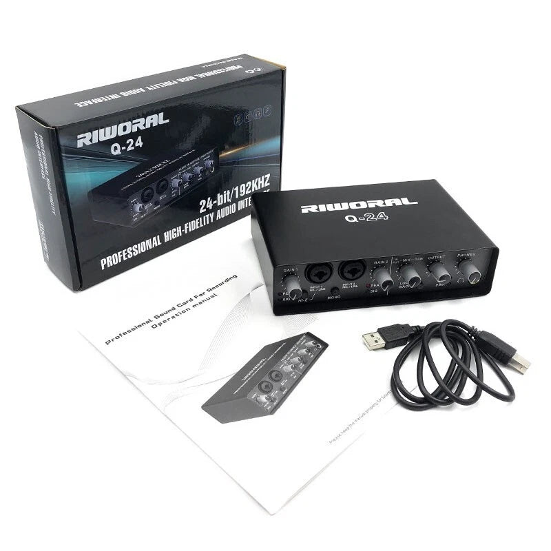 RIWORAL Q-24 Audio Interface 24bit/192KHz Q24 Small External Sound Card my2