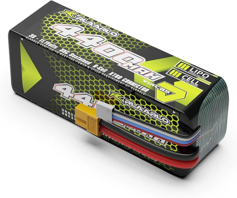 3S LiPo battery pack with XT60 plug, black and green patterned label.