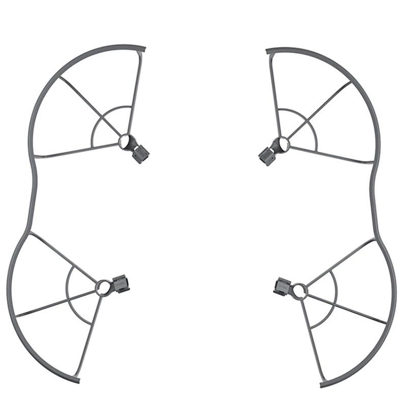 Drone propeller guard set with four curved gray guards and mounting bases