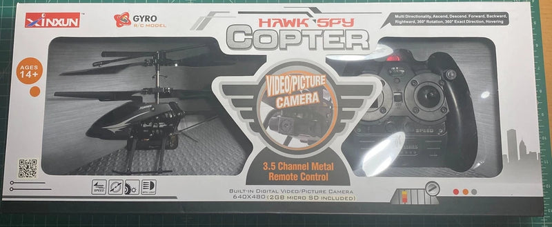 XinXun HAWK COPTER - 528CIR 3.5 CHAN GYRO/LiPo RC CAMERA HELICOPTER, 8"