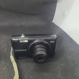 Fujifilm compact digital camera with black body, Fujinon lens, and HD logo