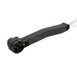 Black RC quadcopter rear motor arm with circular connector and attached wires