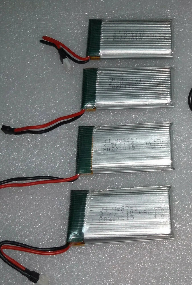 Set of 4 - LiPo Battery 3.7V 1100mAh for Quadcopter Drone - Immediate Shipping Battery