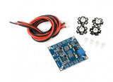 Adjustable quadcopter LED light module set with blue PCB, red/black wires and LED parts