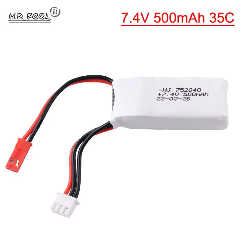 1pcs 2S 7.4V 35C 500mah Lipo Battery For RC Cars Toys Model Parts With JST Plug