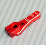 Red aluminum steering servo horn with two mounting holes
