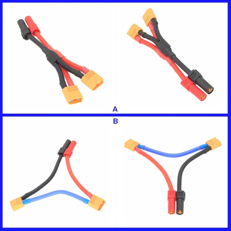 XT150 1 Female to 2 Male XT60 Series Parallel Harness Wire LiPo Battery Adapter