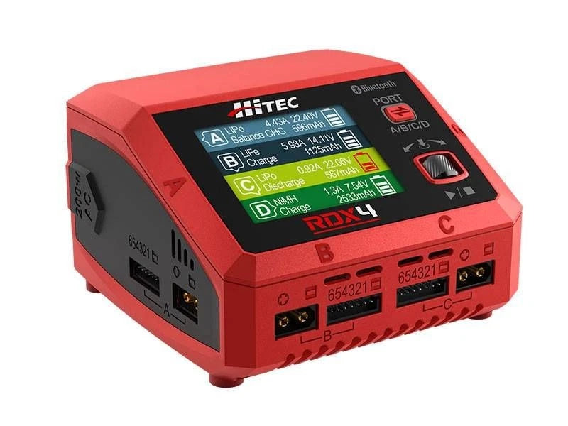 Hitec RDX4 4 Port AC/DC Multi-Function Smart Charger w/Bluetooth 44354 Battery