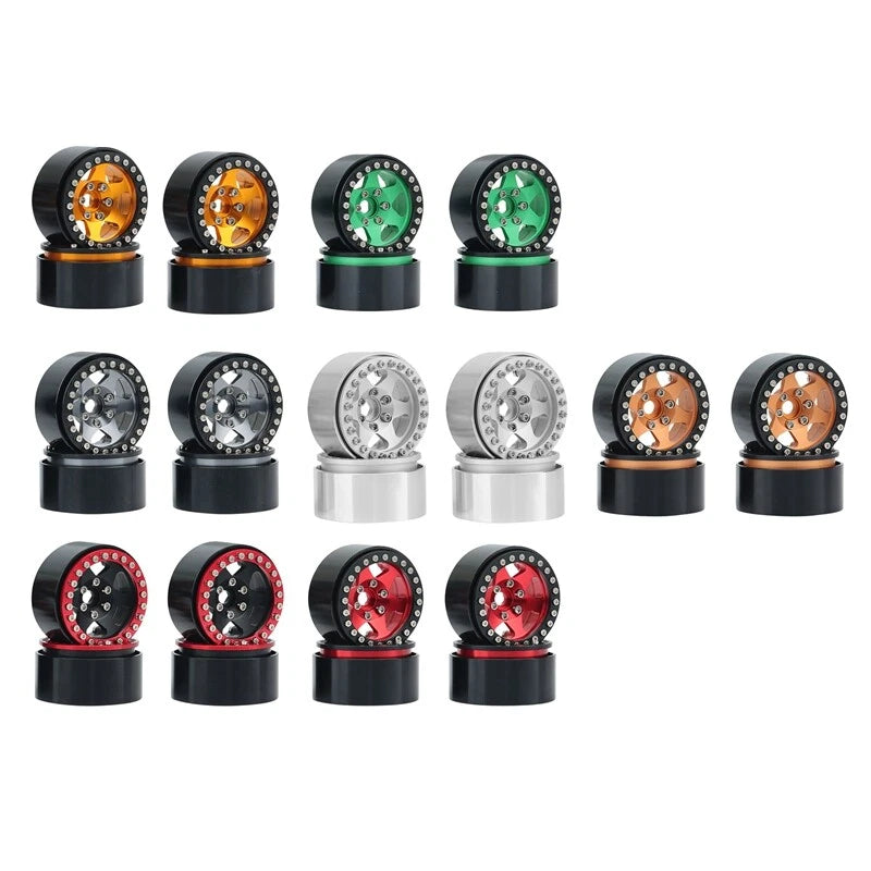4Pcs 1.9" Alloy Metal Beadlock Wheel Rims For 1/10 RC Crawler TRX-4 SCX10 D90