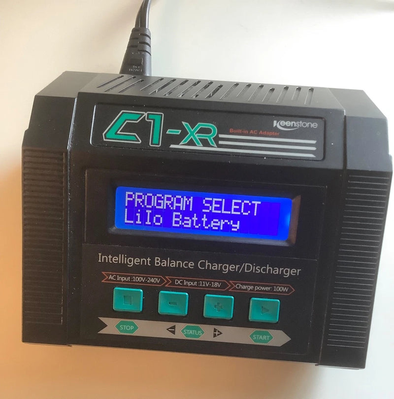 Drone UAV LiPo battery balance charger with blue LCD screen and control buttons