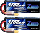 2S 5200mAh Lipo Battery 7.4V 80C Battery with XT60 Plug Hard Case for 1 8 1 10