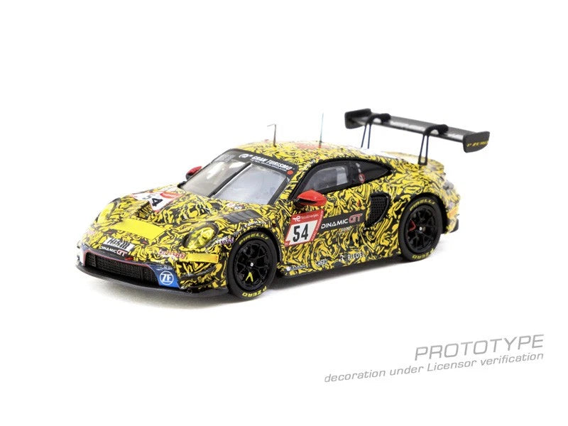 Tarmac Works 1:64 911 GT3 R N¨¹rburgring 24h 2023 yellow Diecast Model Car