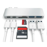 New 6in1 Dual Plug USB C Hub Splitter Converter 3.0 Type-C Adapter for Macbook