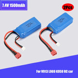 2PCS 1500mAh 7.4V 25C 903462 2S Lipo Battery & T Plug for Wltoys RC Car