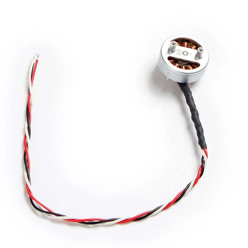 Drone arm power motor with attached red and black wire harness connector