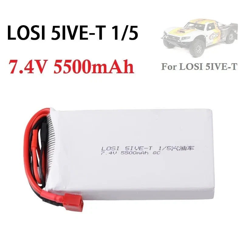 7.4V 5500mAh 8C Lipo battery For LOSI 5IVE-T 1/5 RC Car Vehicle Truck Kids Toys