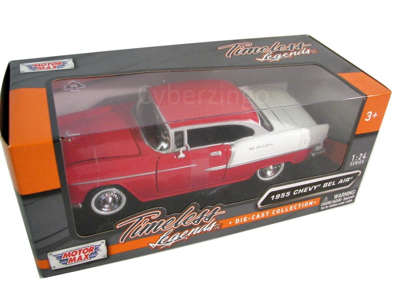 MotorMax 1955 Chevy Bel Air Red And White 1:24 Diecast Model NEW IN BOX