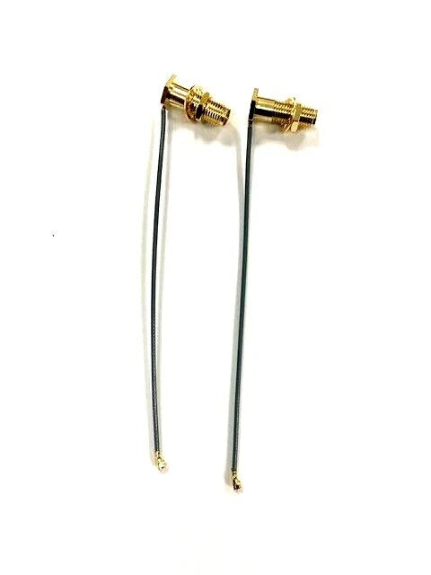 Set of 2 internal coax cables with gold connectors and black cable leads