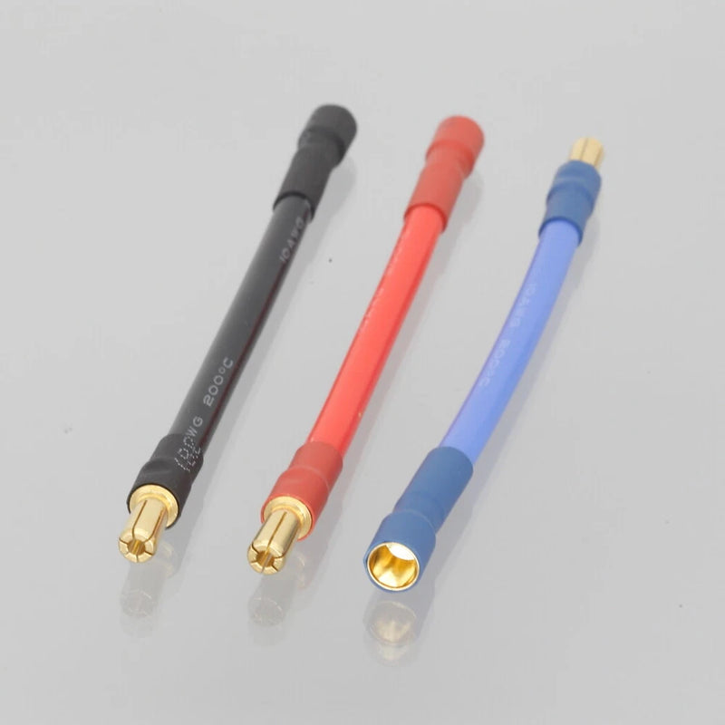 RC ESC bullet connectors: 5mm gold tips on black/red/blue wires