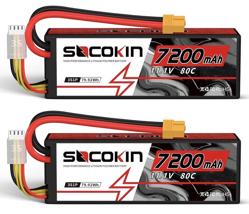 3S 11.1V Lipo Battery 7200mAh 80C Lipo Battery with Hard Case XT60 Plug for RC Battery