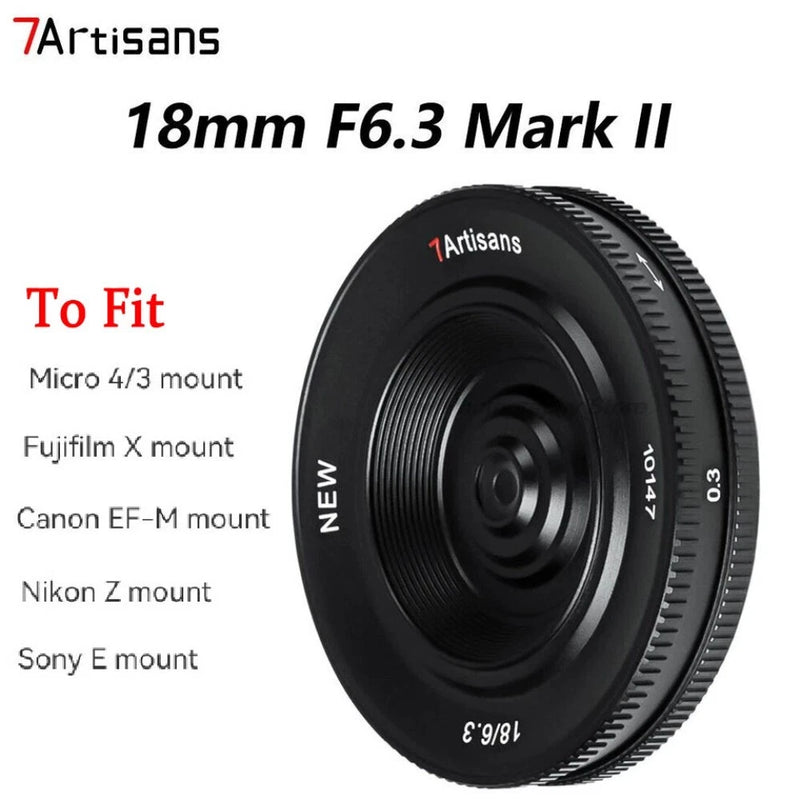 7artisans 18mm F6.3 II Ultra-thin APS-C Prime Lens fr Sony E FX Z M43 Canon EF-M