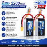High-Performance 3S Lipo Battery 2200mAh 11.1V with XT60 Connector - 2 Pack Battery