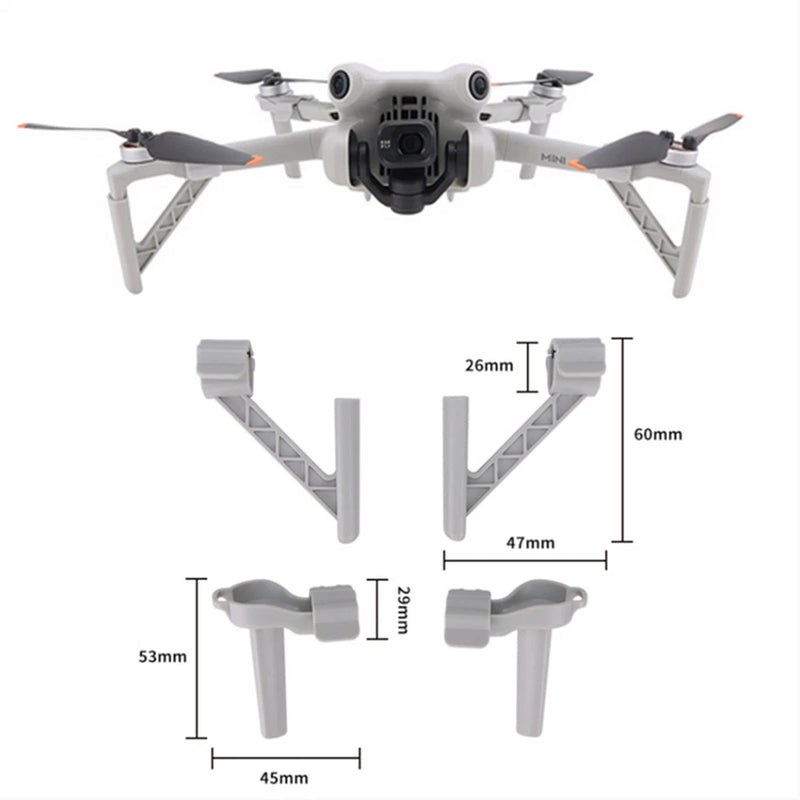 Extended landing gear bracket with split tripod legs for a drone
