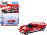1965 FORD GT40 #14 RED 1/64 DIECAST MODEL CAR BY AUTO WORLD 64522-AWSP208 A