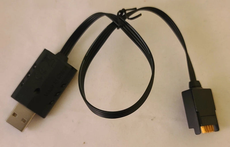 Black USB-A to charging cable with connector for drone replacement charging