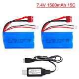 1500mAh 7.4V Li-ion Battery T Plug For 1/16 16103 WLtoys 1:16 12428 12429 144001 Battery