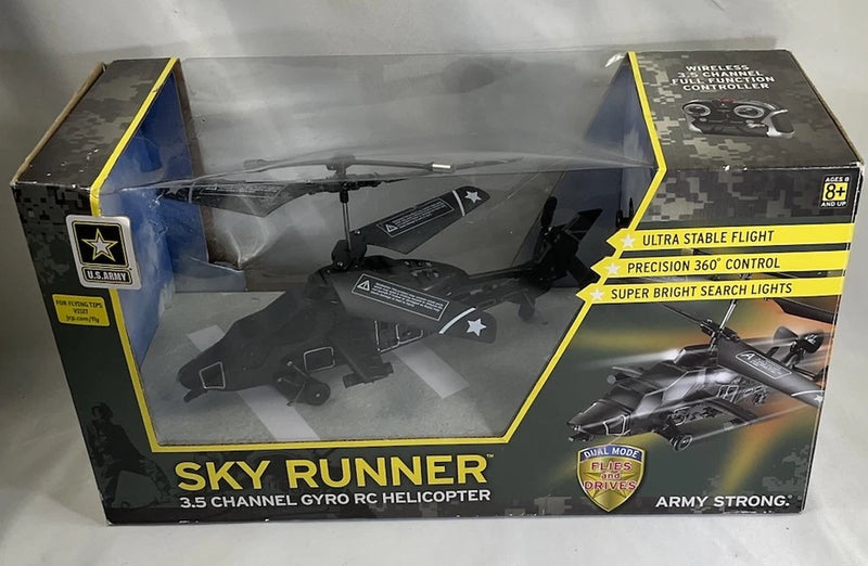 US Army Sky Runner 3.5 Channel Gyro RC Black Helicopter Remote Control