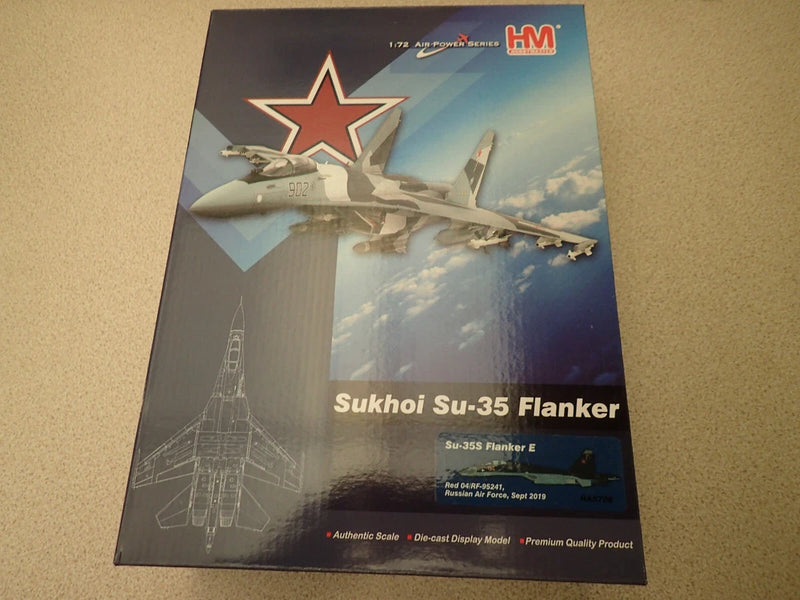 Sukhoi Su-35 Flanker model kit box with red star and aircraft artwork